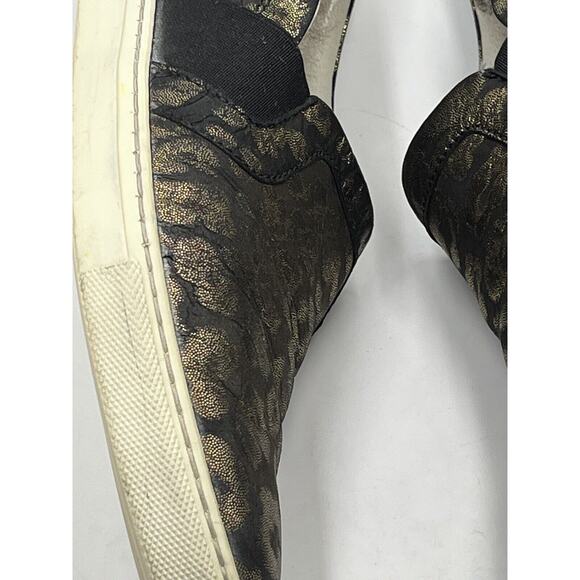 LANVIN Paris Metallic Black Gold Leopard Slip on Brocade Sneaker Size 38 /US 7 - Picture 10 of 14